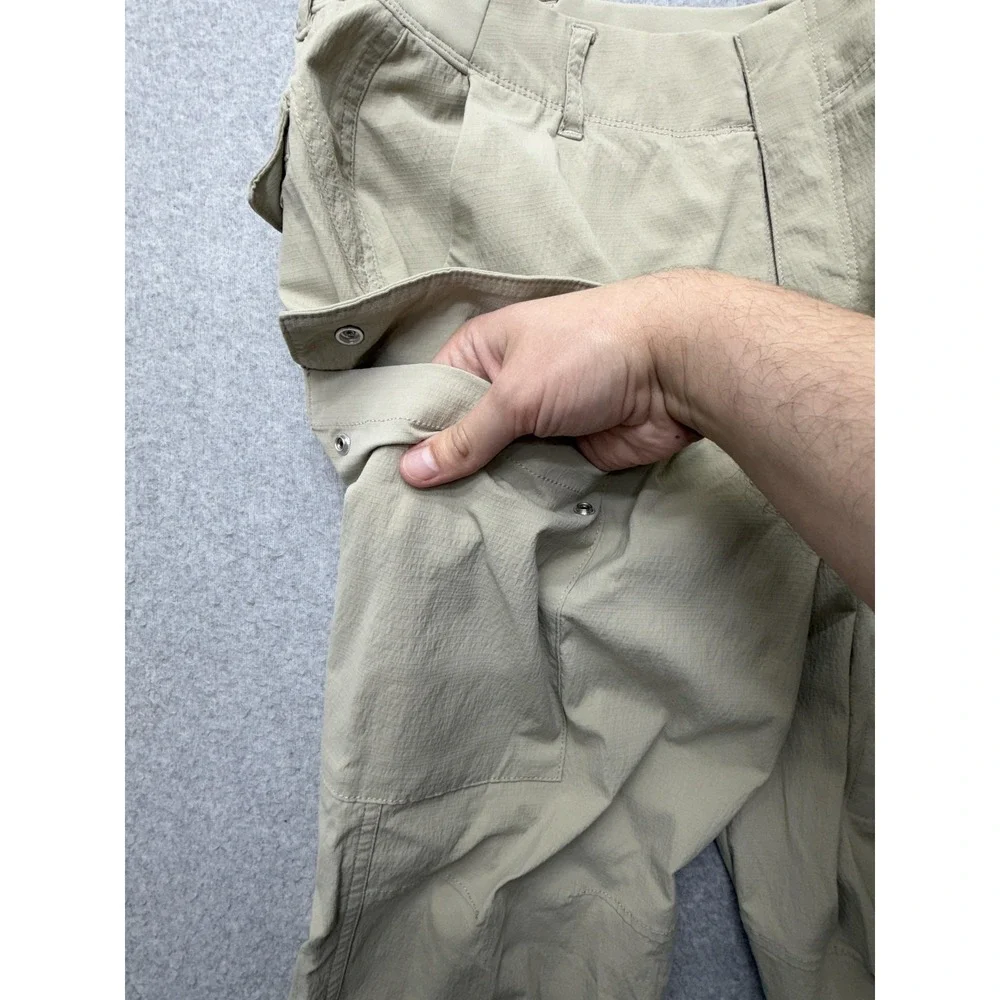 Athleta Trekkie Utility Cargo Pants Womens 0 Beige Hiking Travel Zip Pockets